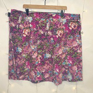 LANE BRYANT Purple Pink Black Floral Print A Line Sz 24 Skirt